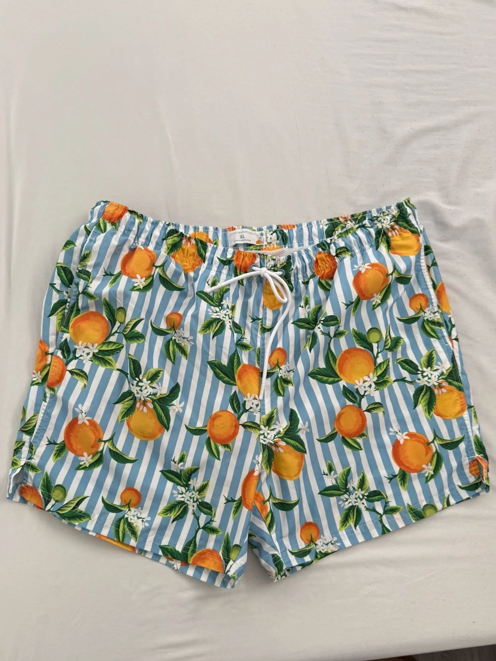 Primark Blue and Orange Striped Citrus Drawstring Shorts